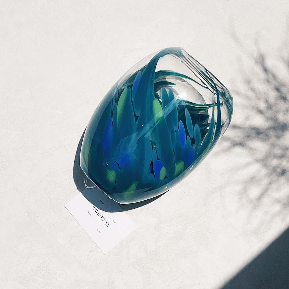 Art glass blue/ aqua vase