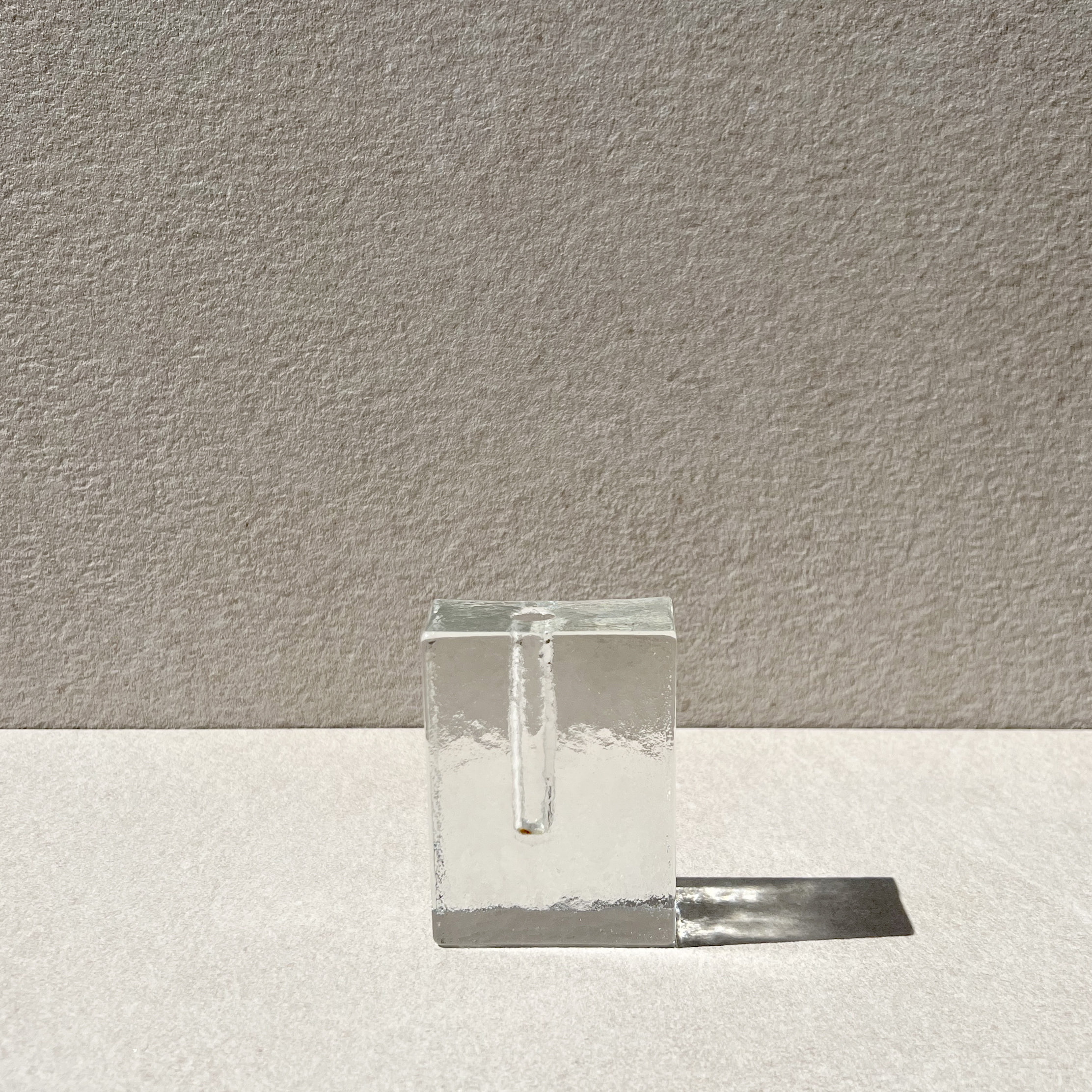 Germany Transparent Small Block Glass Vase 1970s