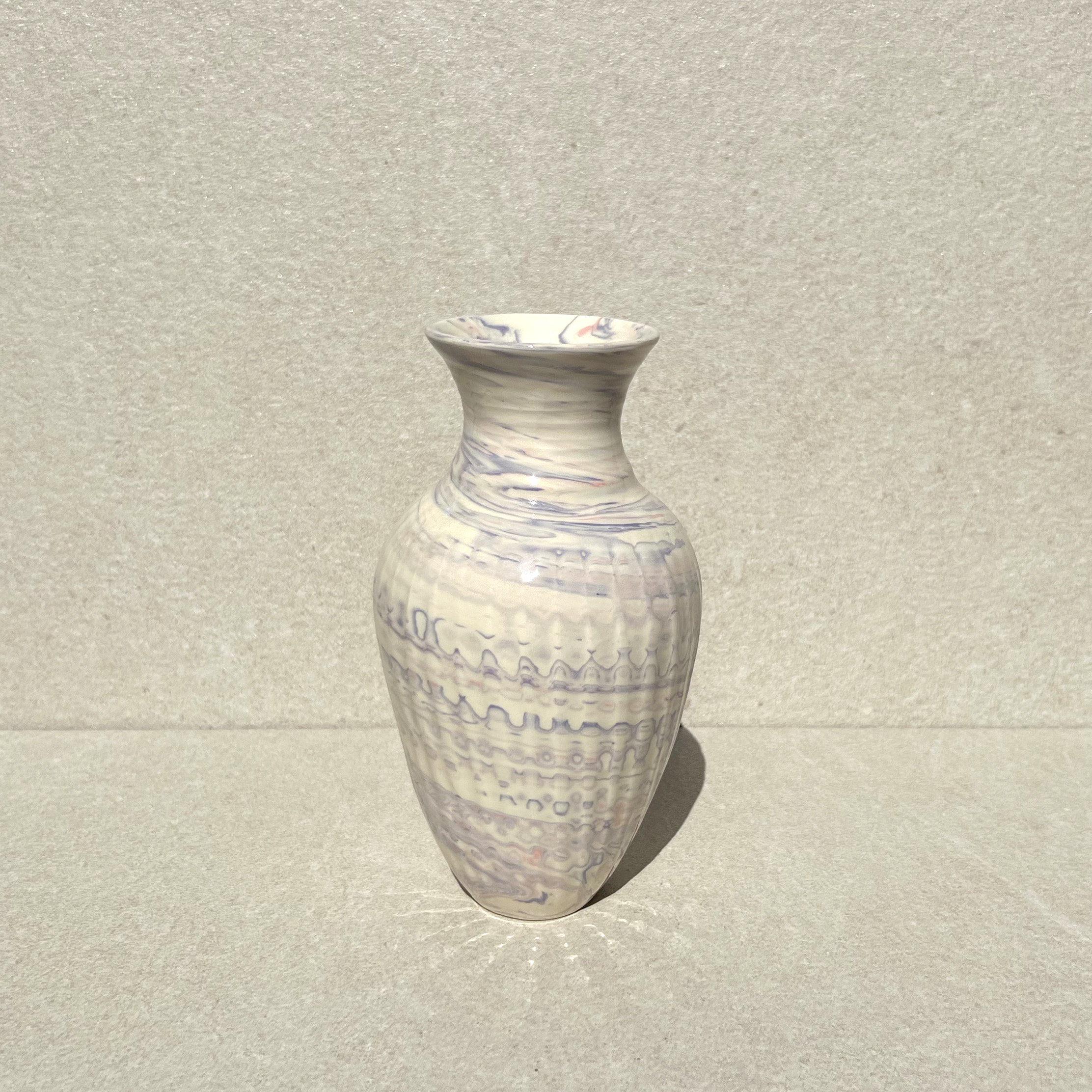 France  Pink Purple Drip Glaze Ceramic Vase 1980s