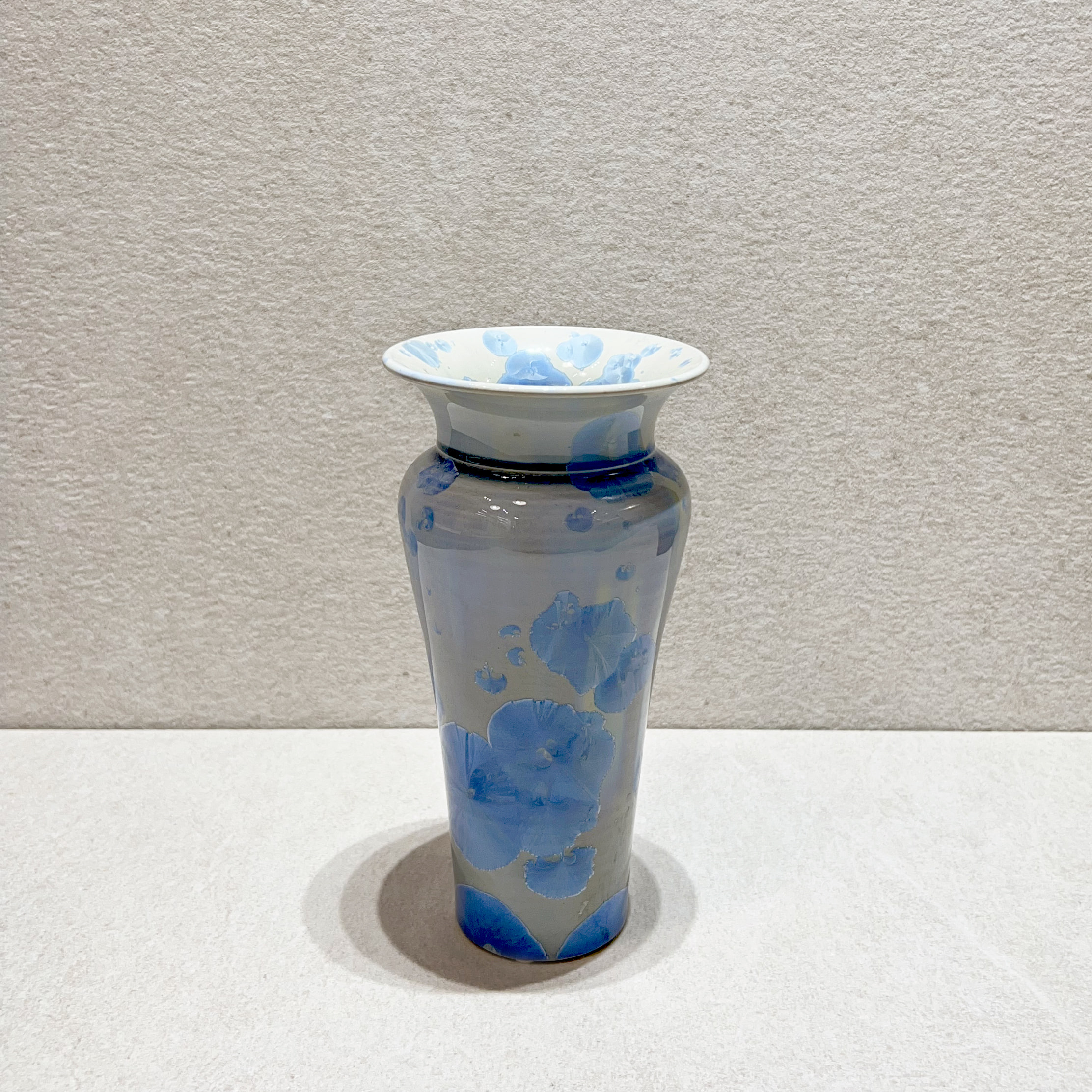 USA fectman Blue Crystalline Ceramic Vase 1989s