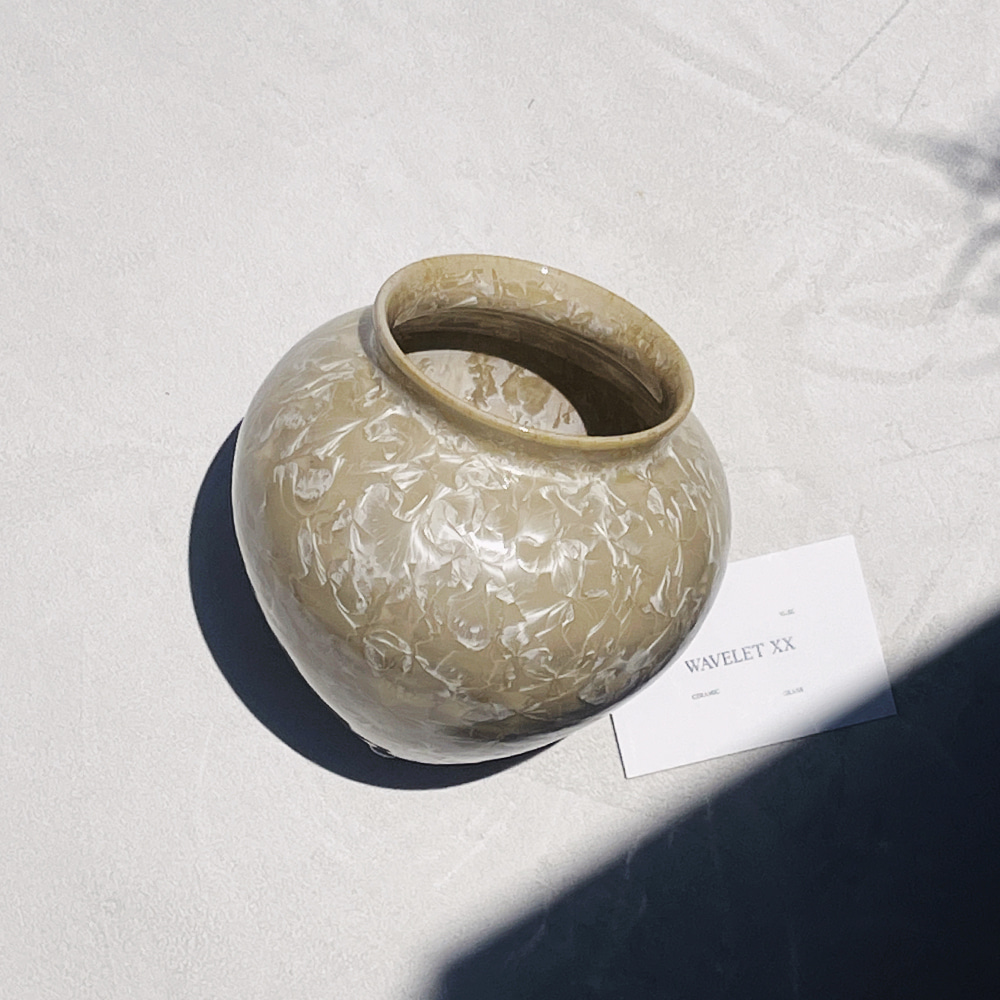 Crystalline Glazed Art Pottery Ivory Vase