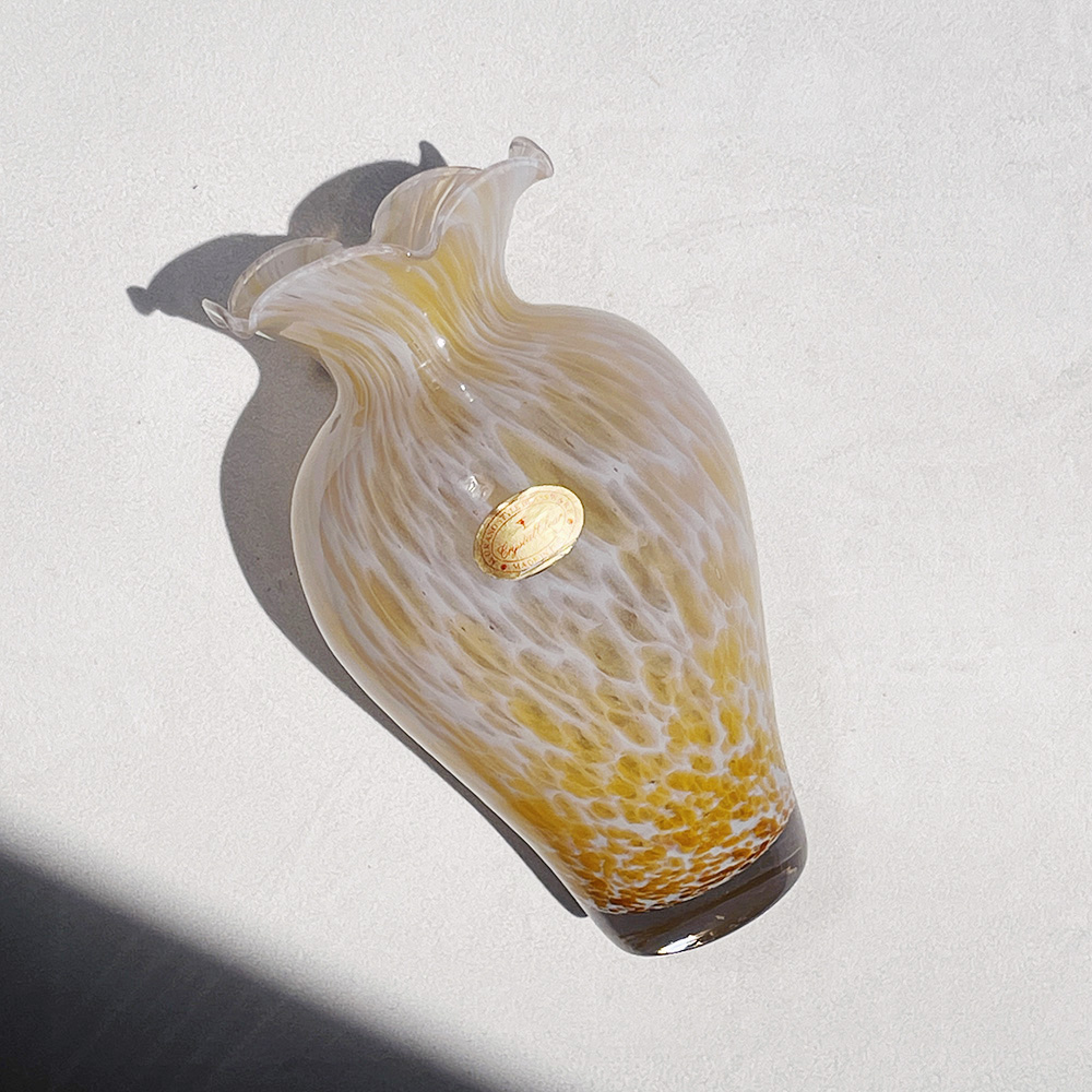 Murano Yellow Swirl Glassware Vase