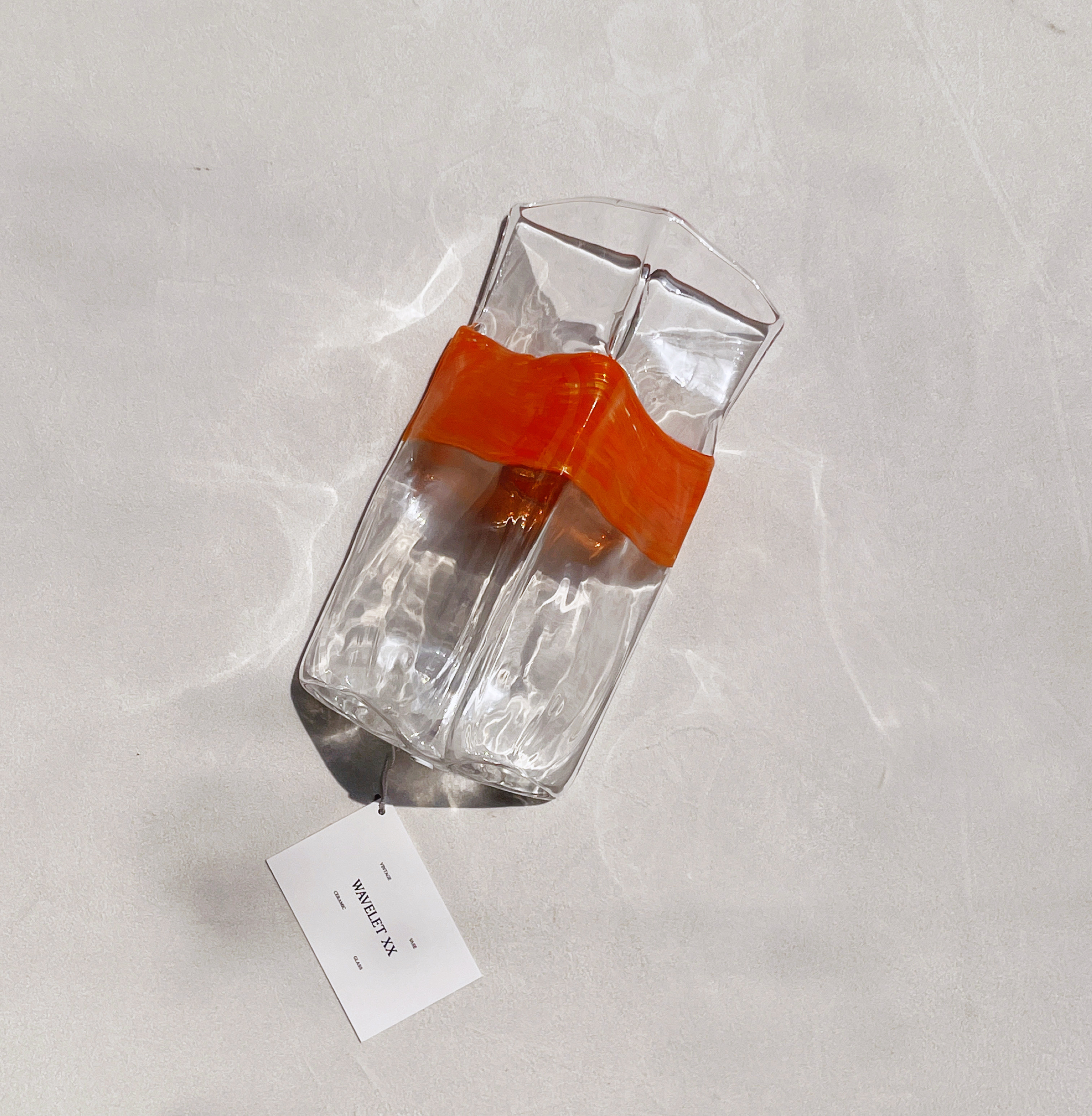 Salos Art Glass Clear w/ Orange Vase