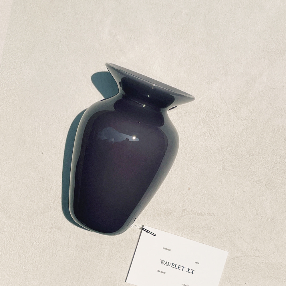 Hand Blown Glass Smokey Grey/Violet Flared Rim Vase
