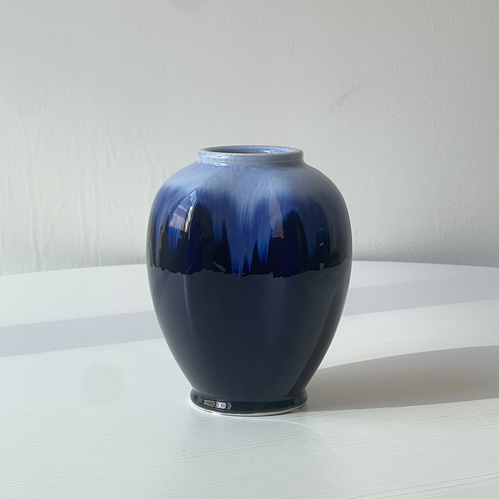 France Dark Blue Ceramic Vase 1960s