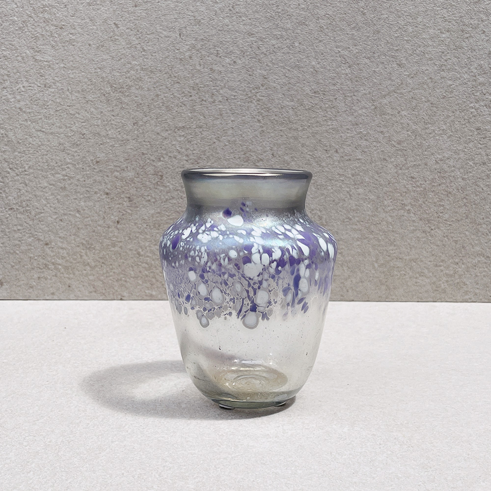 Muus de Lange Green and Purple Speckled Hand Blown Glass Vase