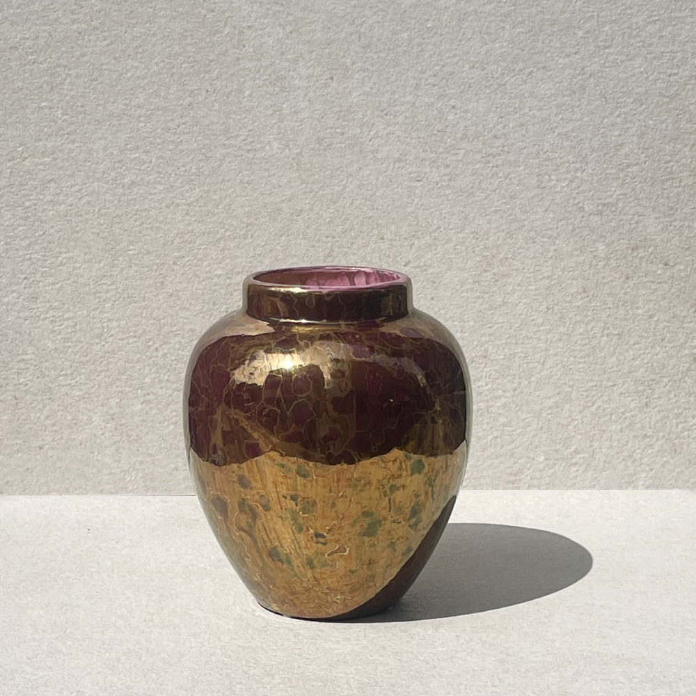 Studio Carol Pottery Pink and Gold Metallic Glaze Vase