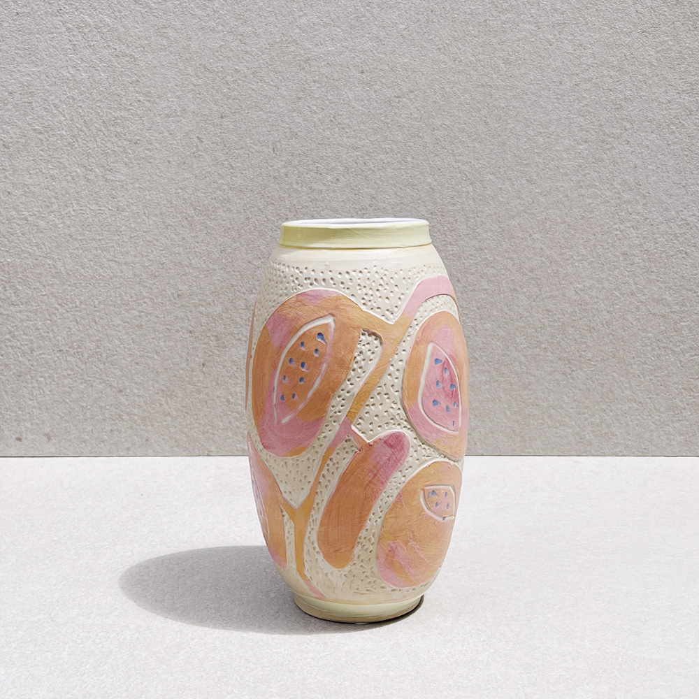 Modernist Poppy Flower Studio Art Pottery Vase