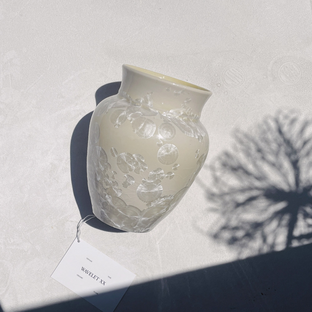 Jar Art Pottery Ivory Crystalline Ceramic Vase
