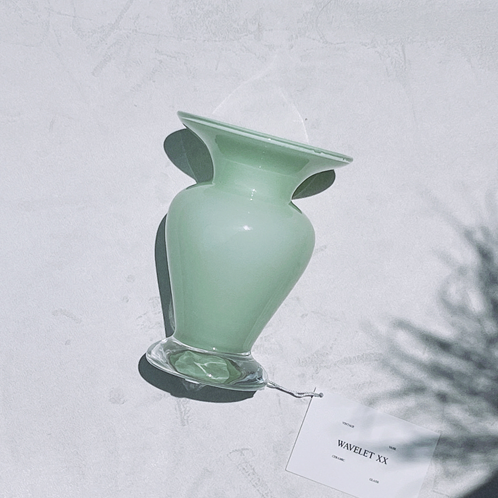 Miller Rogaska Crystal Mint Green Hand Blown Glass Vase