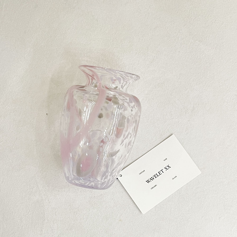 Handblown Art Glass Pink Rose Oil Spot Vase