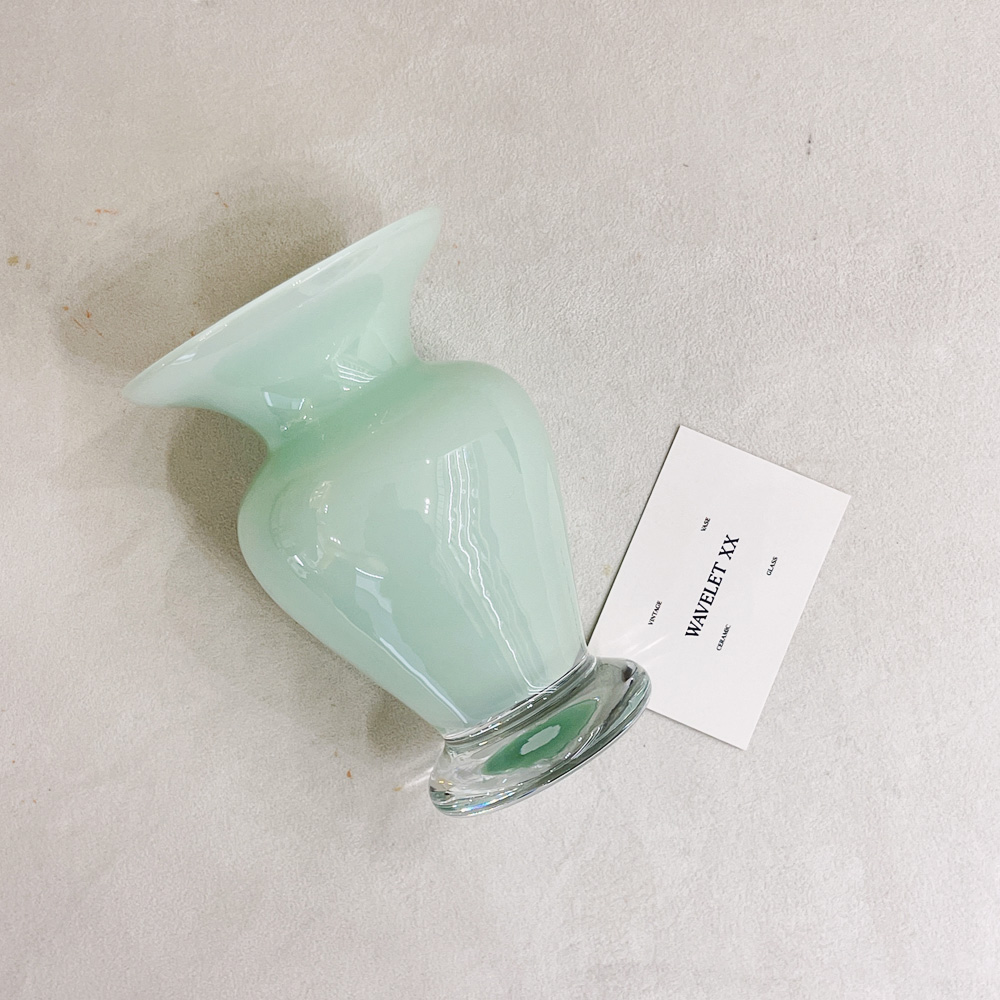 Mint Green Polish handblown Art Glass Vase